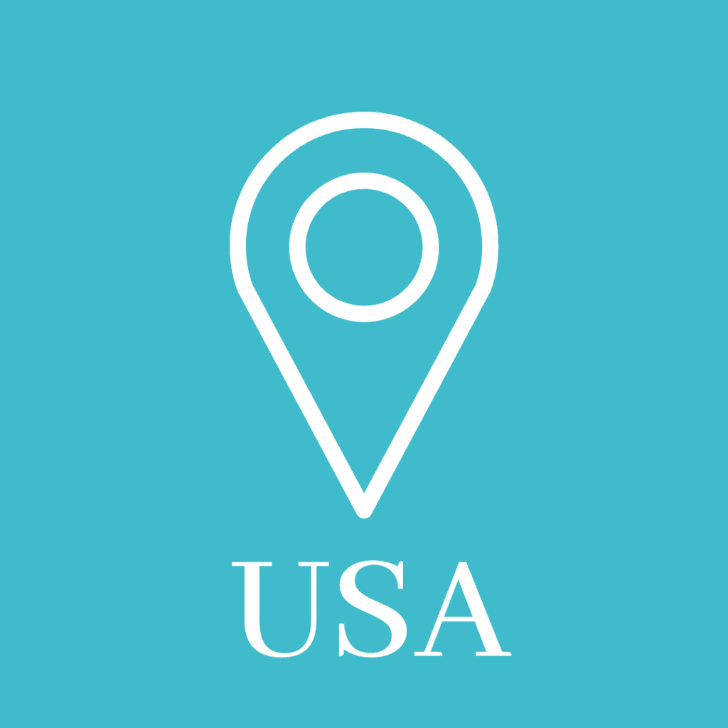 The usa location pin icon on a blue background.