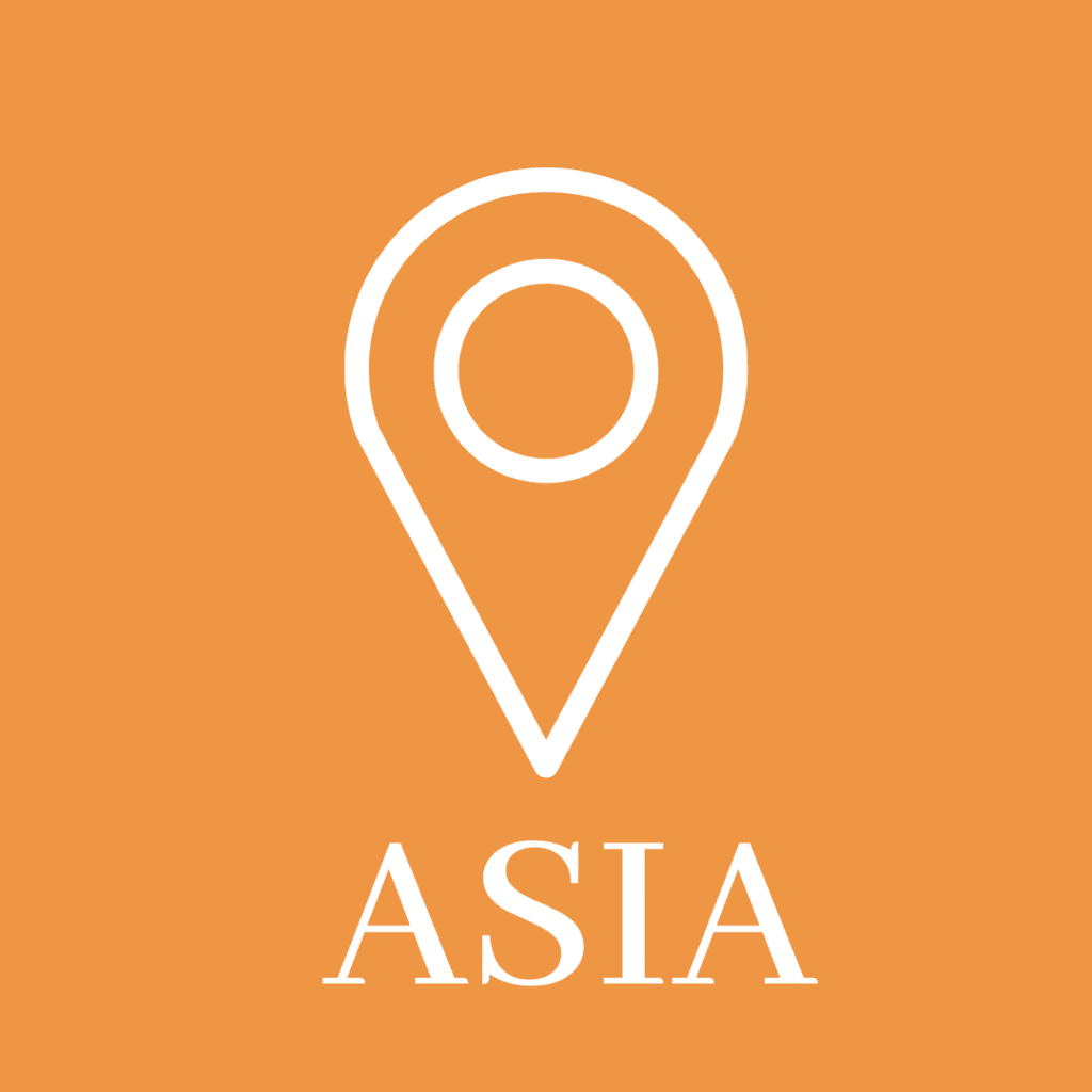 A map with the word asia on it.