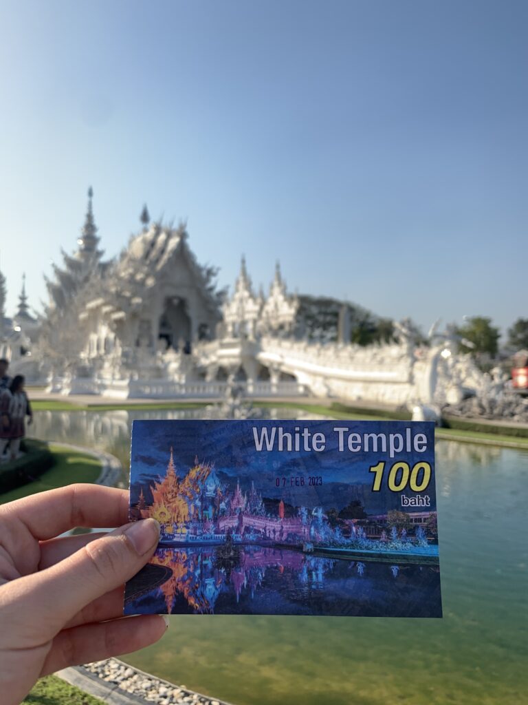 white temple, lake