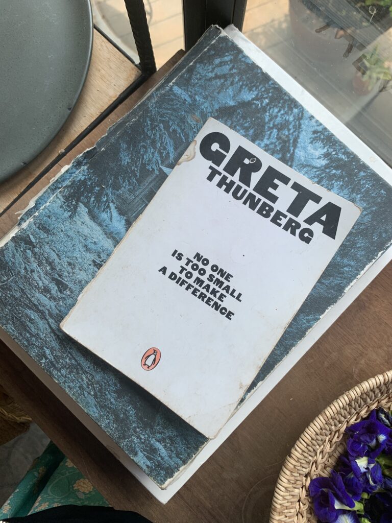 Greta Thunberg book, table